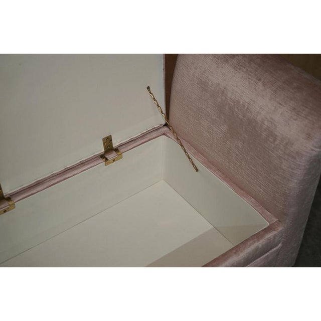 Crushed Velour Window Seat Bench with Internal Storage For Sale - Image 12 of 16