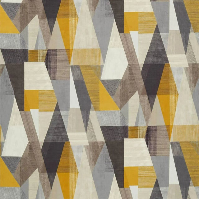 Harlequin Pythagorum Fabric in Graphite/Gold For Sale