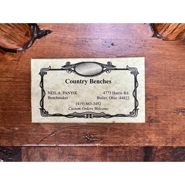 Brown Vintage Hand Made Oak Wabi Sabi Bench Signed Neil Panyik For Sale - Image 8 of 9