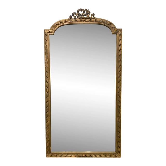 Mid 20th Century Louis XVI Style Gilted Wood Mirror For Sale