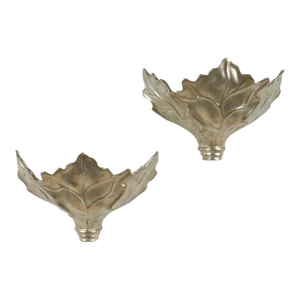 Large Glazed silver Leaf Sconces by Robert Marcius - a Pair