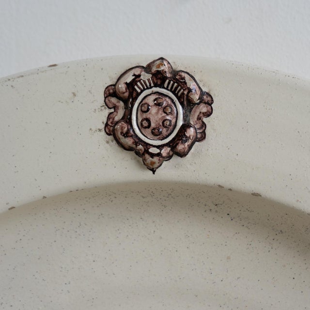 1940s Large Vintage Italian White Glazed Majolica Pottery Charger/Platter, Mid 20th Century For Sale - Image 5 of 12