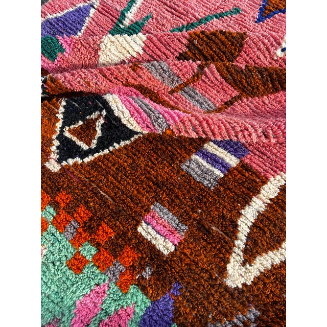 2020s Modern Moroccan Berber Rug – Handmade Wool Geometric Area Rug, Pink Boujad Style For Sale - Image 5 of 5