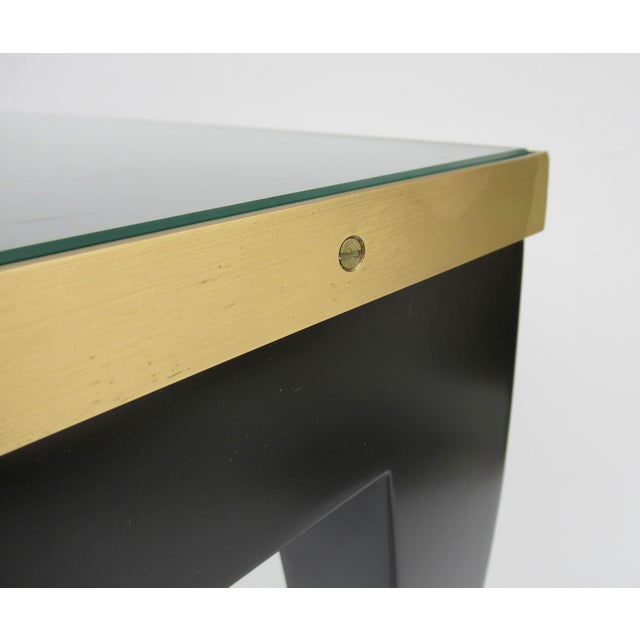 Donghia C.1980's "Essence," Square Occasional, Side, Satin Brass Gallery Satin Ebony Finish With Brushed Satin Brass Details For Sale - Image 15 of 18