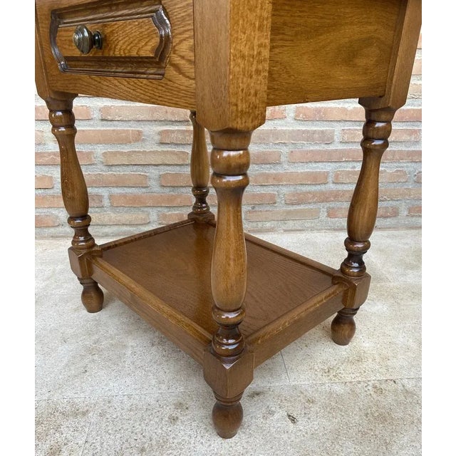 20th Century Spanish Nightstands with One Drawer and Iron Hardware and One Open Shelf, 1950s, Set of 2 For Sale - Image 6 of 13