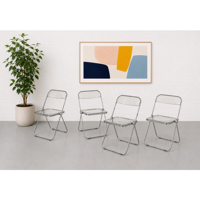 Mid-Century Modern Mid Century Modern Italian Lucite "Plia" Folding Chairs by Giancarlo Piretti for Castelli, C. 1970s For Sale - Image 3 of 14