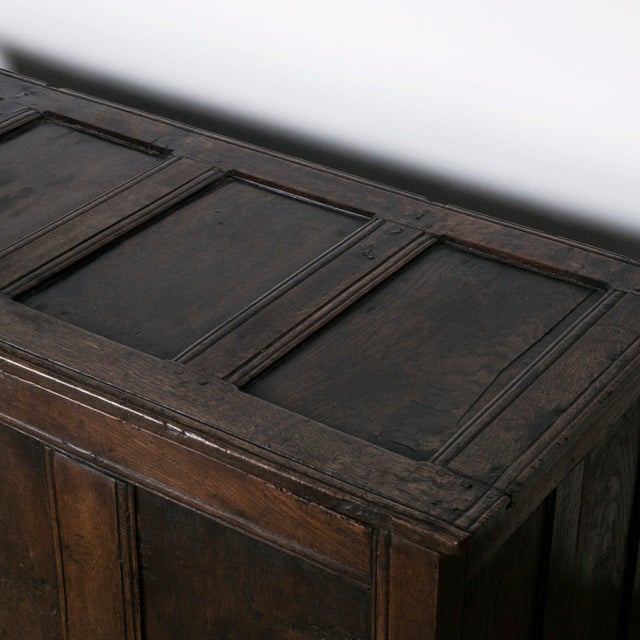Wood Paneled and Carved Oak Chest or Coffer For Sale - Image 7 of 11