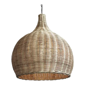 Contemporary Raw Wicker Bell Pendant Light Medium