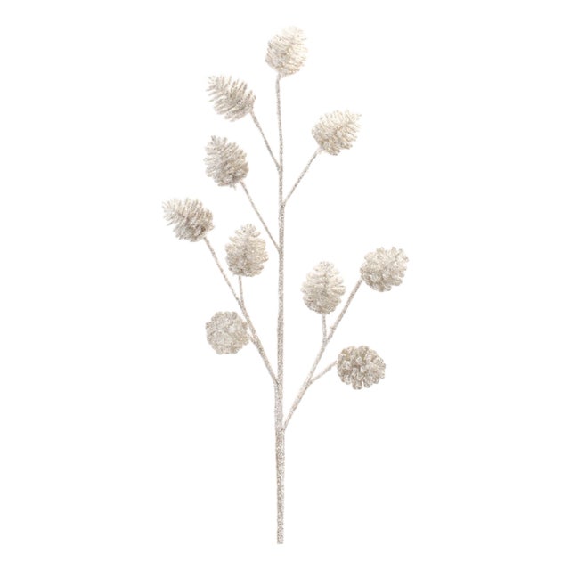 GlitteredSilver Pinecone Spray (Set of 6) For Sale