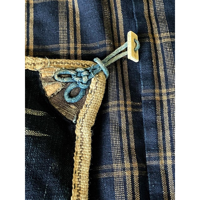 Japanese Indigo Kasuri Ikat Traveling Cape For Sale - Image 10 of 17
