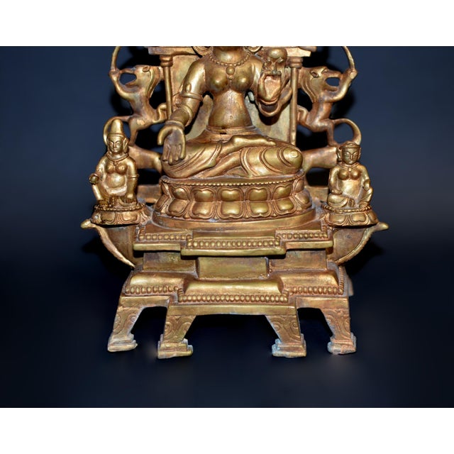 Gilt Bronze Tibetan Buddha Under Bodhi Tree For Sale - Image 4 of 16