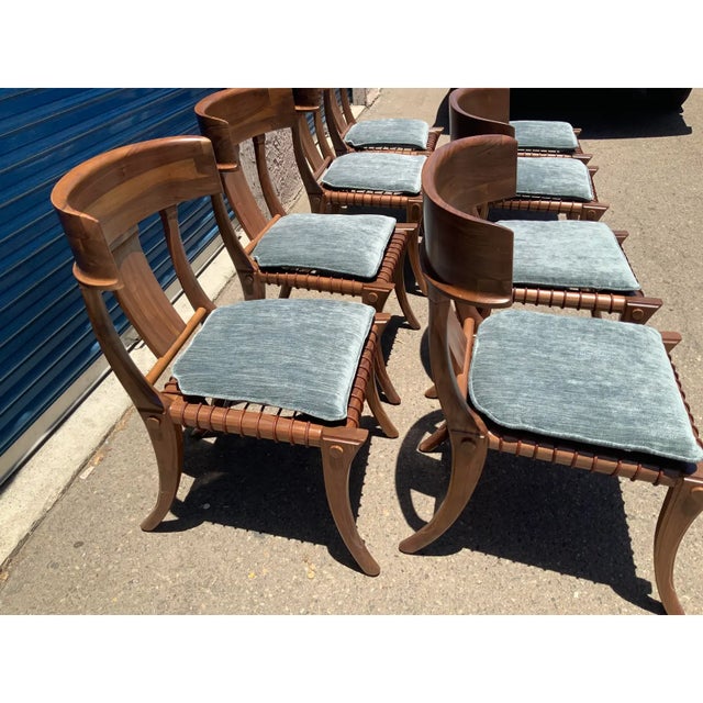 Wood 1980s Vintage Klismos Style Solid Walnut Dining Chairs - Set of 8 For Sale - Image 7 of 7