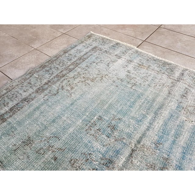 Light Blue Turkish Area Carpet For Sale - Image 9 of 10