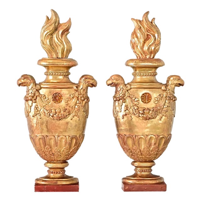 Italian Pair of 19th Century Giltwood Appliqués For Sale