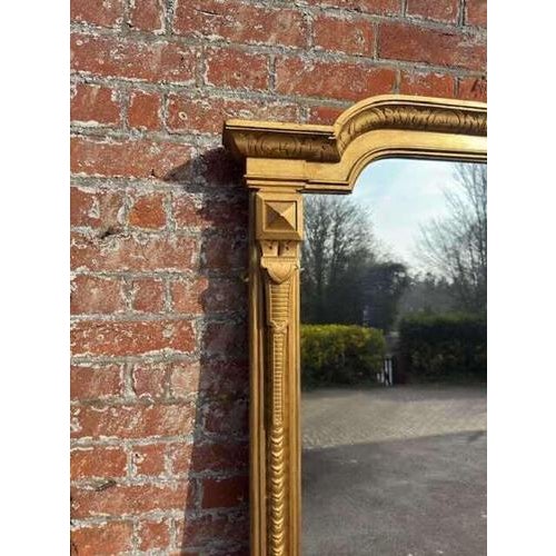 Large Antique English Shaped Top Gilt Ribbed Overmantle Mirror, 1800s For Sale - Image 5 of 7