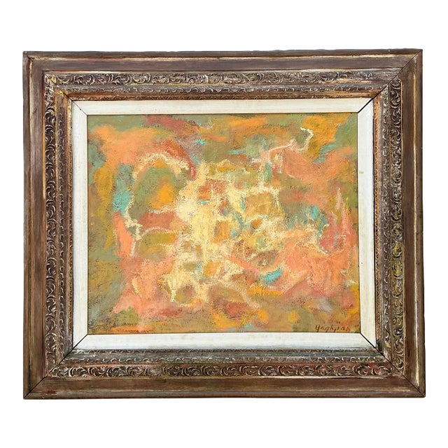 Vintage MCM Original Abstract Oil on Canvas For Sale
