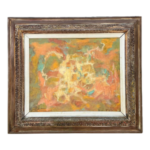 Vintage MCM Original Abstract Oil on Canvas