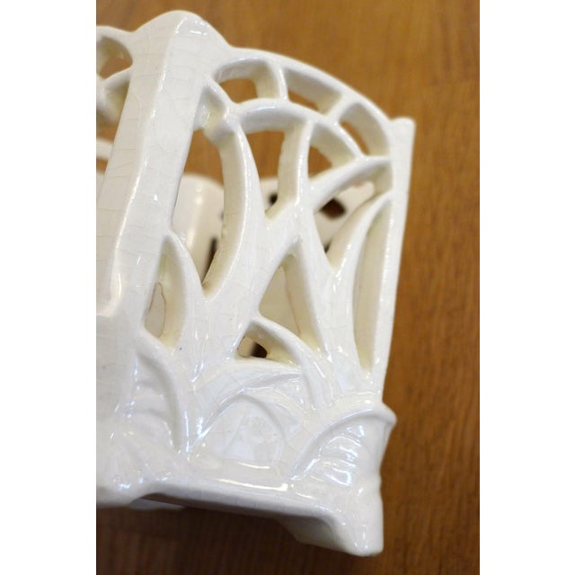 Small Art Nouveau Neo-Gothic Style Openwork Pot or Letter Holder in Earthenware, Early 20th Century For Sale - Image 12 of 15