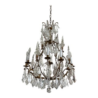 Vintage 8 Light Crystals Chandelier For Sale