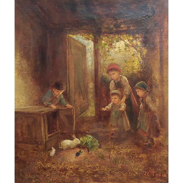 James Crawford Thom Children Feeding A Rabbit Her Babies 19th