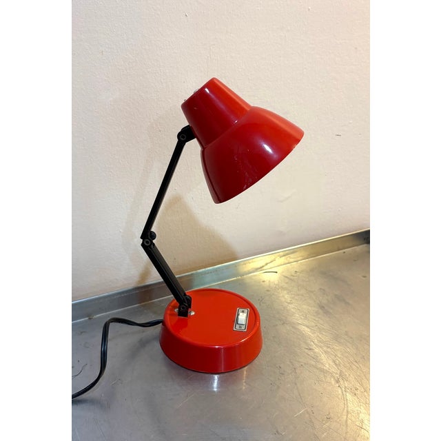1960s 1960s Mid Century Modern Red Metal Articulating Desk Lamp For Sale - Image 5 of 5