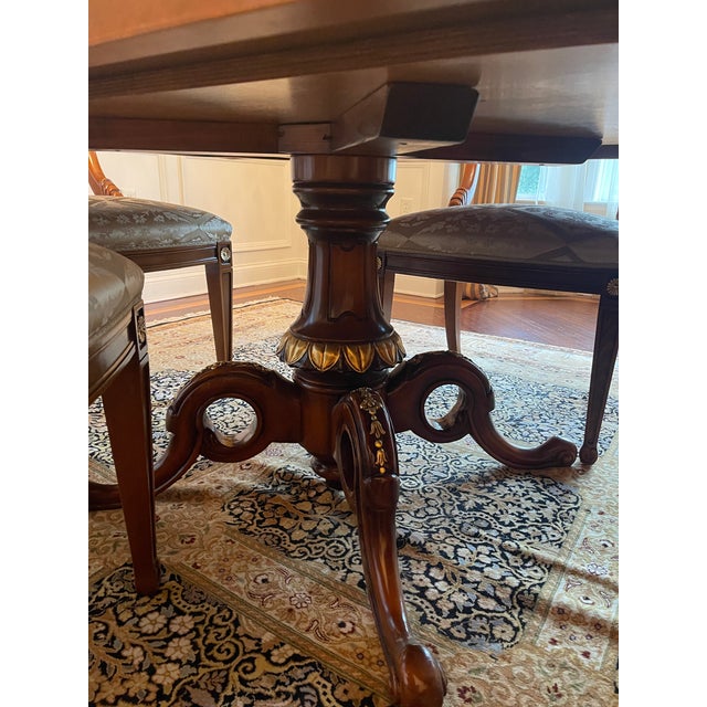 Beautiful Dining Room Table With 6 Chairs, 2 Arm Chairs and Breakfront For Sale - Image 10 of 15