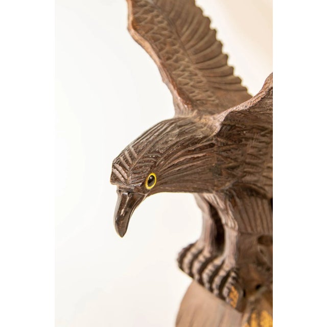 Mid 20th Century 1960s Large Hand-Carved Iron Wood American Bald Eagle Art Sculpture For Sale - Image 5 of 12