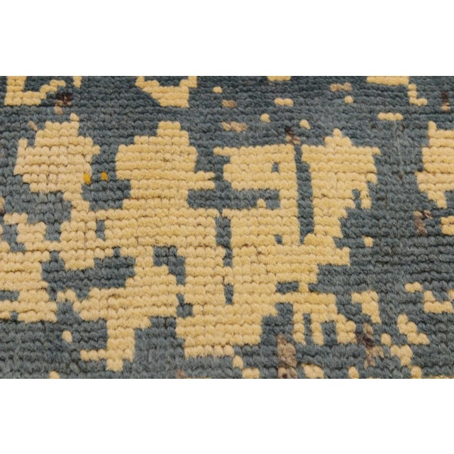 1990s Modern Tribal Blue/Ivory Wool Rug - 4'11 X 6'5 For Sale - Image 10 of 10