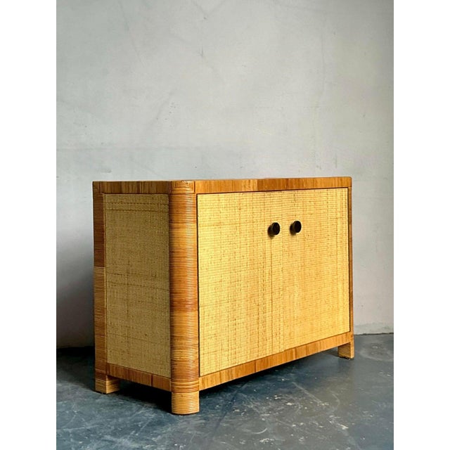 Vintage Boho Bielecky Brothers Woven Rattan Cabinet For Sale - Image 11 of 11