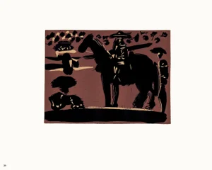 1962 Pablo Picasso Linocut Engraving "Mounted Picador"