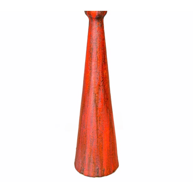 Ceramic Mid-Century Modern Tall Raymor Yellow Red Ceramic Vase Italy For Sale - Image 7 of 12