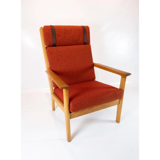 Oak and Red Wool Easy Chair by Hans J. Wegner for Getama, 1960s For Sale - Image 11 of 13