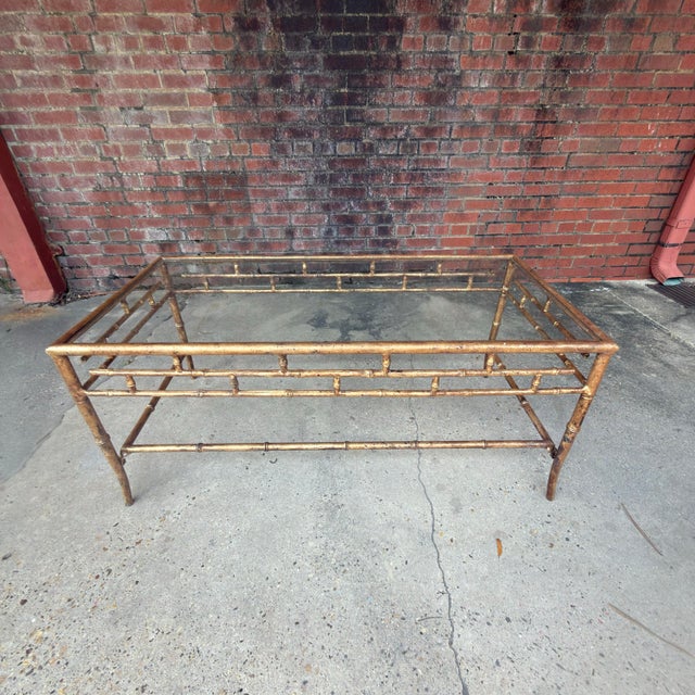 Dorothy Draper Late 20th Century Regency Italian Style Hand Gilt Faux Bamboo Coffee Table - Newly Painted For Sale - Image 4 of 11