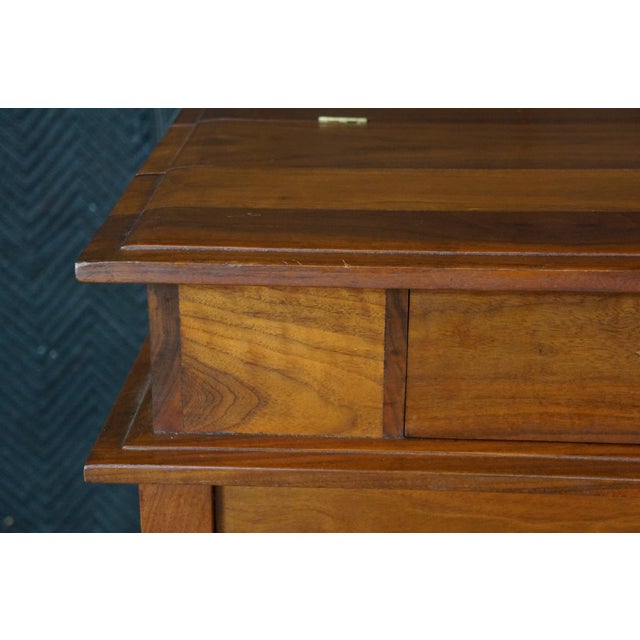 Antique Mission Arts & Crafts Walnut Inlaid Spinet Secretary Desk Console Table For Sale - Image 4 of 18