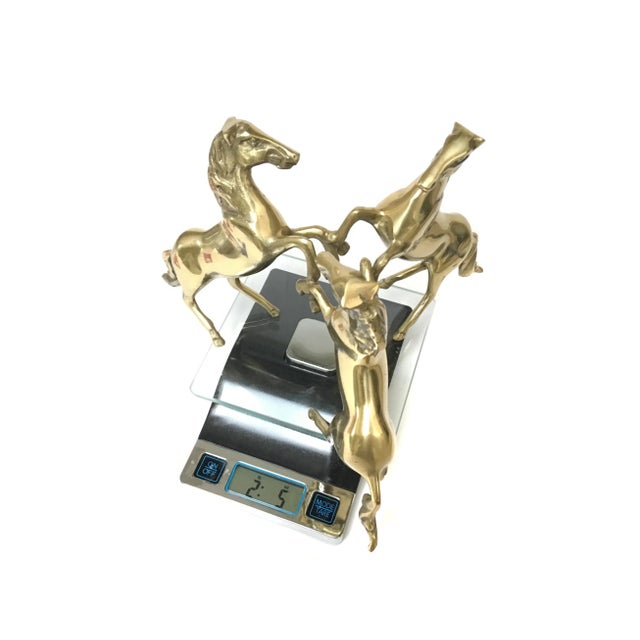 Three Brass Horses Holding Crystal Diamond Candle Holder For Sale - Image 11 of 11