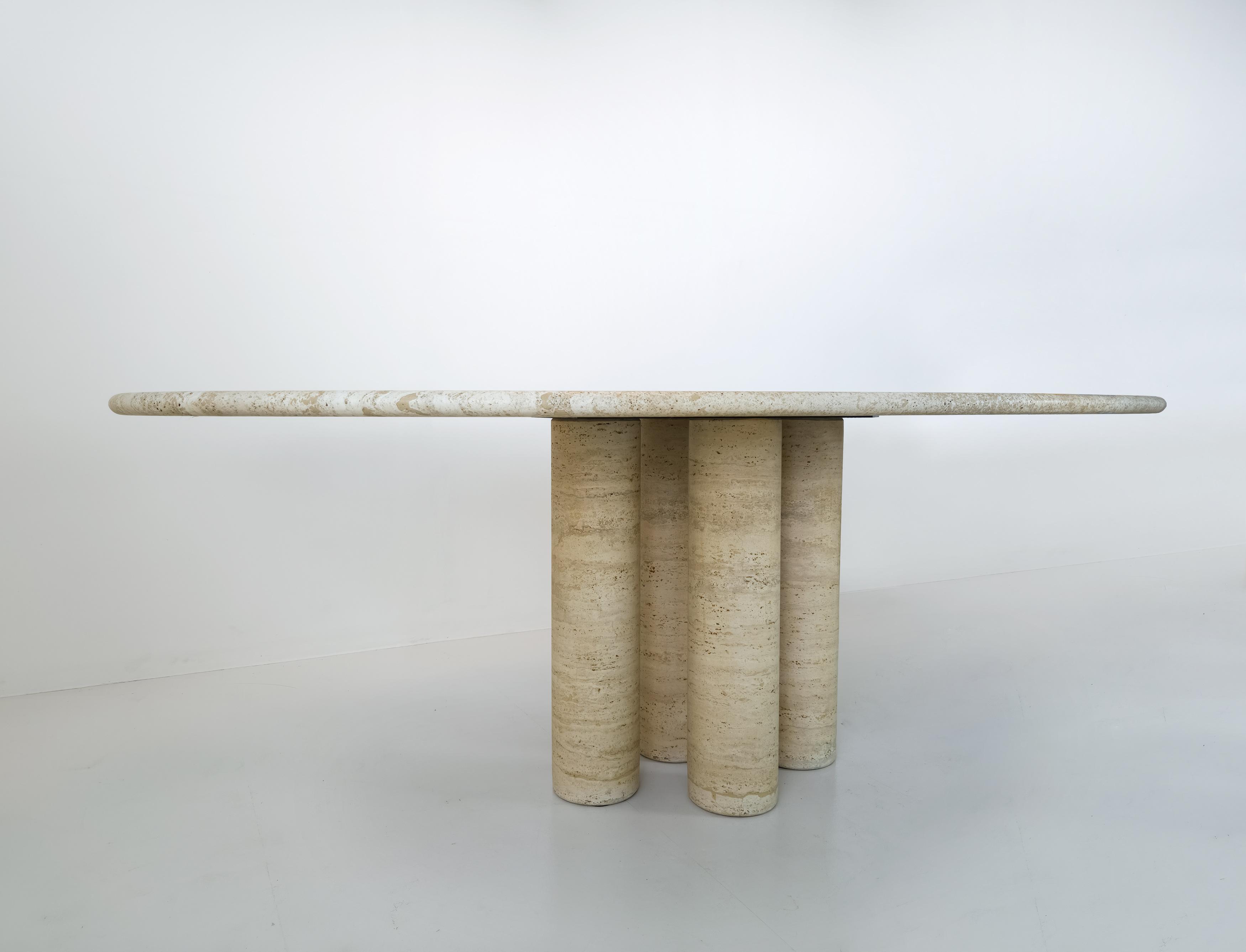 Italian Il Colonnato Dining Table in Travertine by Mario Bellini