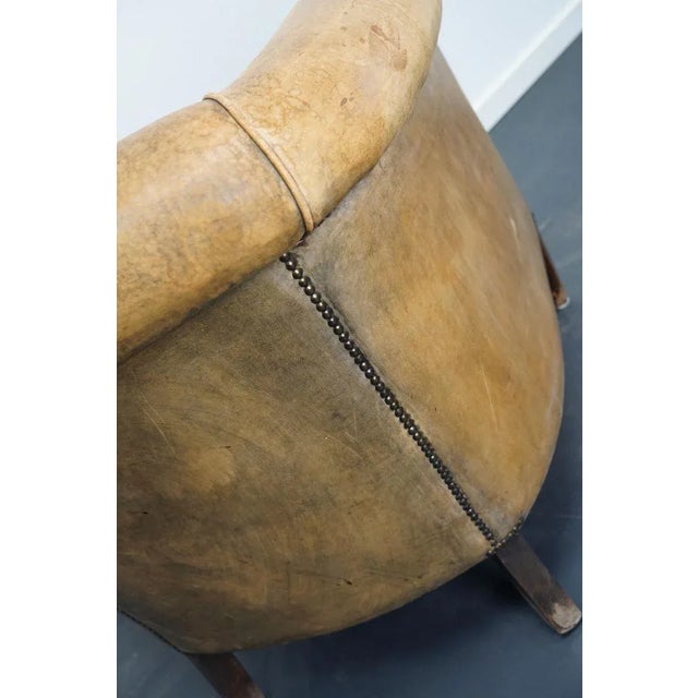 Vintage Dutch Cognac Colored Leather Club Chair For Sale - Image 15 of 17
