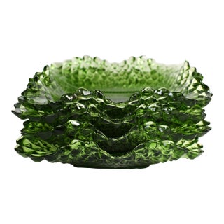 Mid 20th Century Westmoreland Hobnail Square Ruffle Small Trinket Dish - Set of 4 For Sale