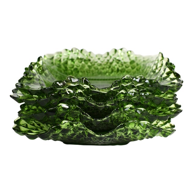 Mid 20th Century Westmoreland Hobnail Square Ruffle Small Trinket Dish - Set of 4 For Sale