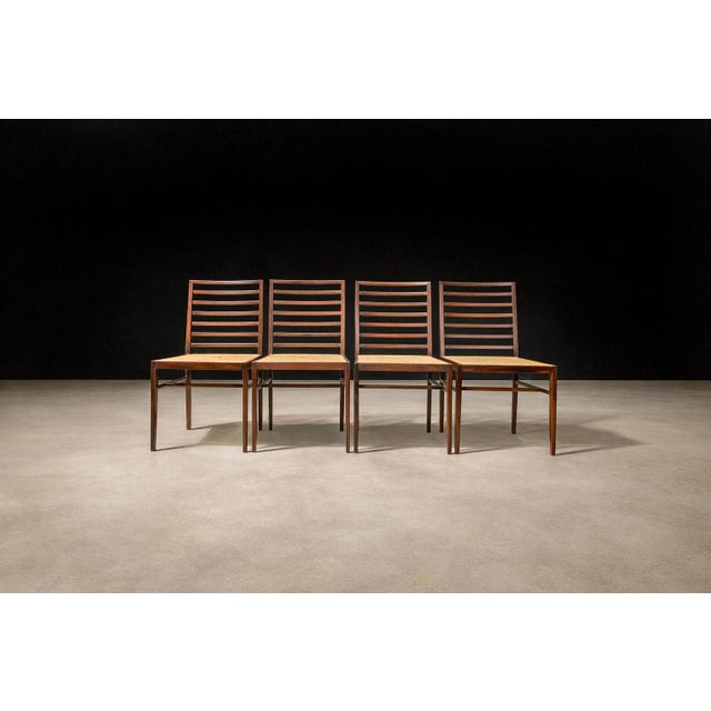 Joaquim Tenreiro Set of 4 Chairs in Rosewood & Cane, Joaquim Tenreiro, 1950s - Lot 167 For Sale - Image 4 of 12