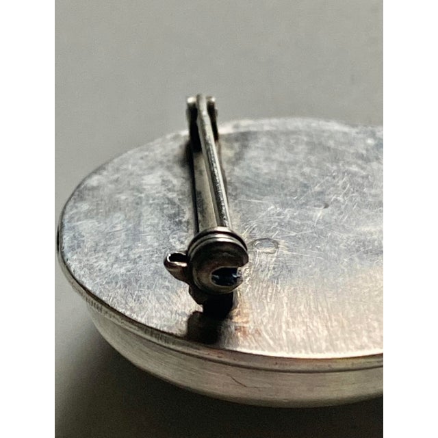 Sterling Silver Evil Eye Brooch Pin Amulet Wood Display Pedestal (Cabinet of Curiosities) For Sale - Image 11 of 11