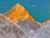 High Point by Judd Mercer | Gouache Painting of a mountain peak at sunset For Sale