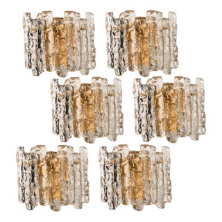 Vintage Ice Glass Wall Sconce by J.T. Kalmar, 1970s For Sale