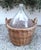 Extra Large 22" rare antique French Vino bottle, and rattan basket carrier with bottle cover. Used throughout Europe to...