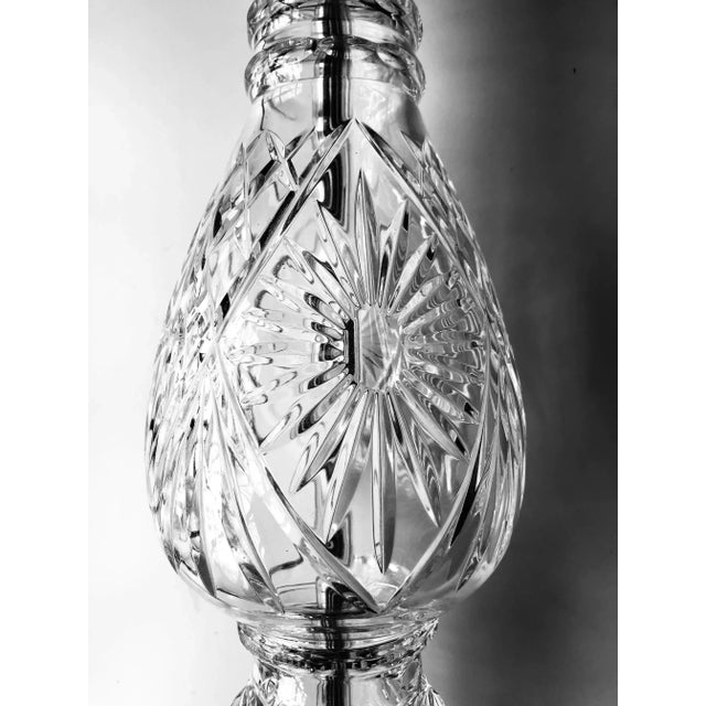 Shabby Chic Vintage 1960s Hand Cut Crystal Table Lamp For Sale - Image 3 of 6