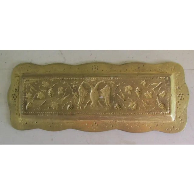 Vintage European Brass Pen Tray With Royalty, Double Headed Eagle For Sale - Image 4 of 4