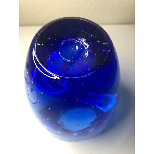 Vintage Large Blue Blown Glass Vase For Sale - Image 4 of 4