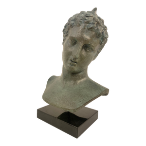 Mid 20th Century Marathon Boy Head Bust Greek Roman Statue Bronze Metal Art