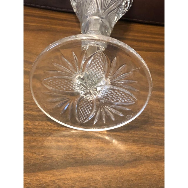 Transparent 1900s Early American Pressed Glass Trumpet Vase - Star and File Pattern For Sale - Image 8 of 10