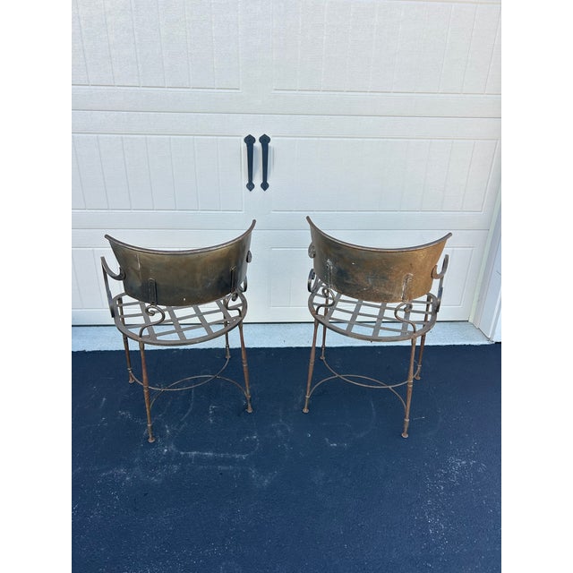 Vintage Metal Scroll Armchairs, Pair For Sale - Image 4 of 8
